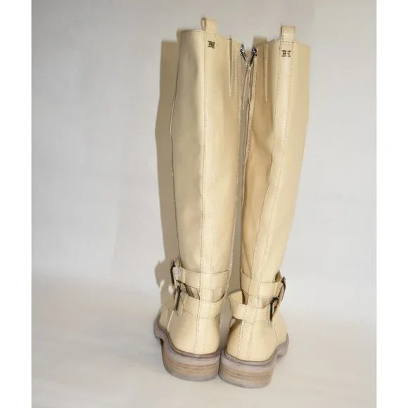 New! Sam Edelman Freda Tall Leather Riding Boots Eggshell White 9.5 DD326
